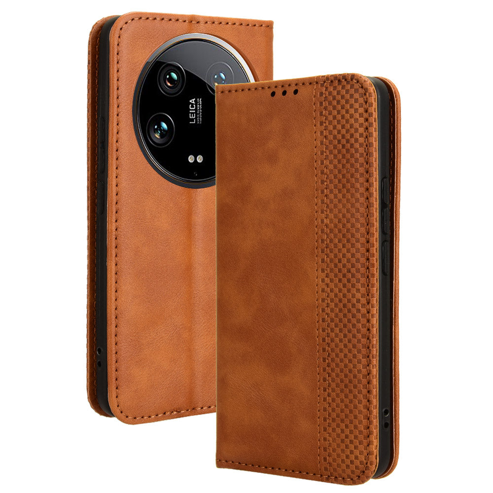 For Xiaomi 14 Ultra Case Vintage Leather Magnetic Flip Phone Cover For Xiaomi 14 Ultra Case Vintage Leather Magnetic Flip Phone Cover